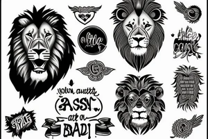 lion with cool badass quote tattoo idea