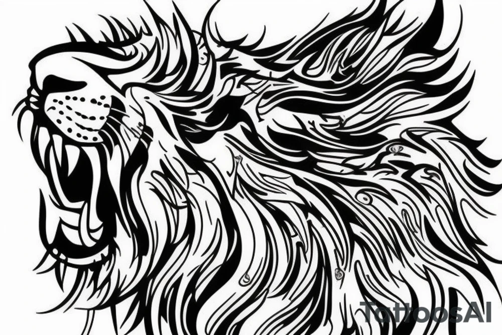 lion with cool badass quote tattoo idea