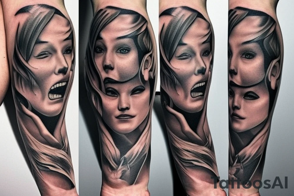 a Leo face that seems a little sad and a little angry in his eyes need to be the year 2017 because it was a difficult year for me and the others details I keep for you tattoo idea