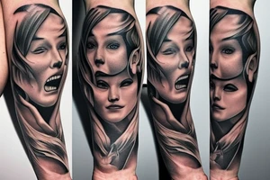 a Leo face that seems a little sad and a little angry in his eyes need to be the year 2017 because it was a difficult year for me and the others details I keep for you tattoo idea