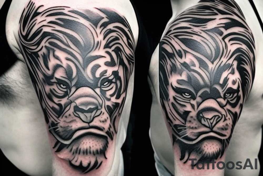 a Leo face that seems a little sad and a little angry in his eyes need to be the year 2017 tattoo idea