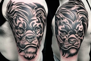a Leo face that seems a little sad and a little angry in his eyes need to be the year 2017 tattoo idea