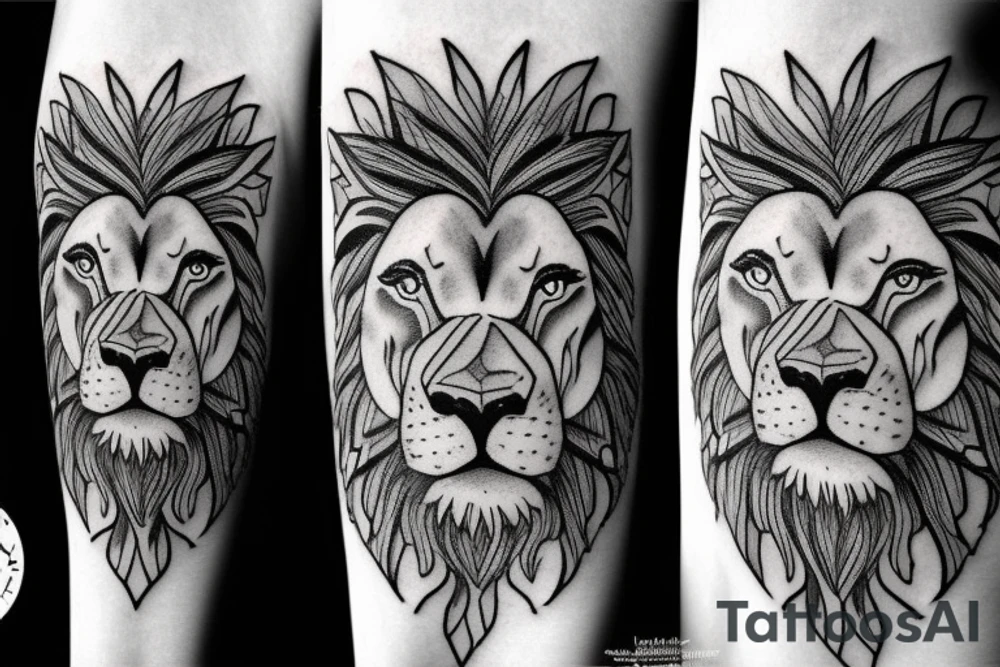 a Lion face that seems a little sad and a little angry in his eyes need to be the year 2017 tattoo idea