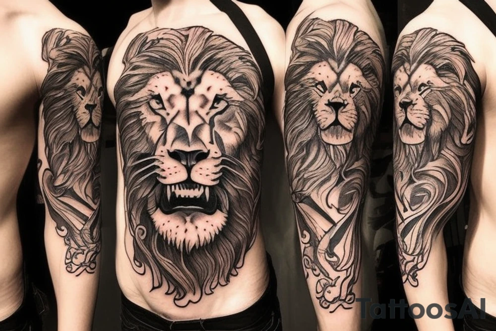 a Lion face that seems a little sad and a little angry in his eyes need to be the year 2017 tattoo idea