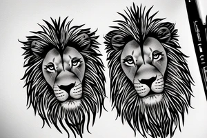 a Lion face that seems a little sad,
 in his left eye need to be the number 20
and the right eye need to be the number 17 tattoo idea