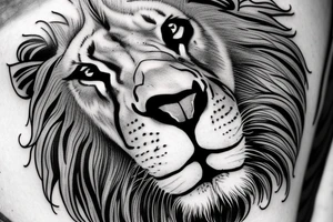 a Lion face that seems a little sad,
 in his left eye need to be the number 20
and the right eye need to be the number 17 tattoo idea