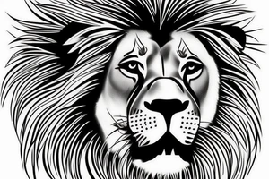 a Lion face that seems a little sad,
 in his left eye need to be the number 20
and the right eye need to be the number 17 tattoo idea