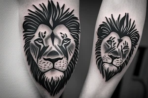 a Lion face that seems a little sad,
 in his left eye need to be the number 20
and the right eye need to be the number 17 tattoo idea