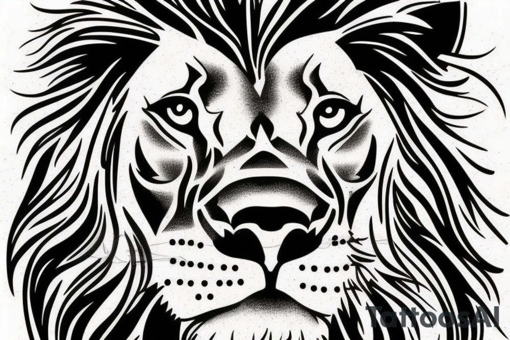 a Lion face that seems a little sad, tattoo idea