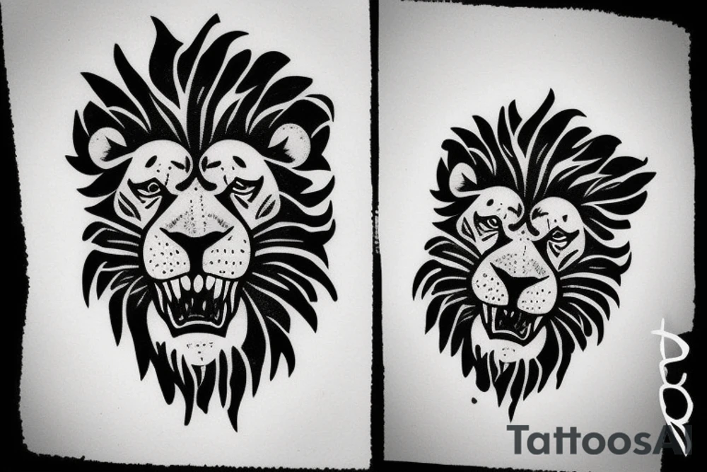 a Lion face that seems a little sad, tattoo idea a Lion face that seems a little sad, tattoo idea