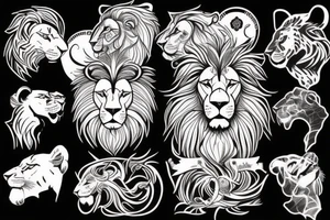 a wounded lion tattoo idea