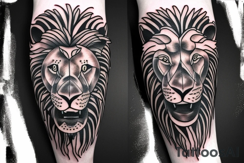 a wounded lion tattoo idea