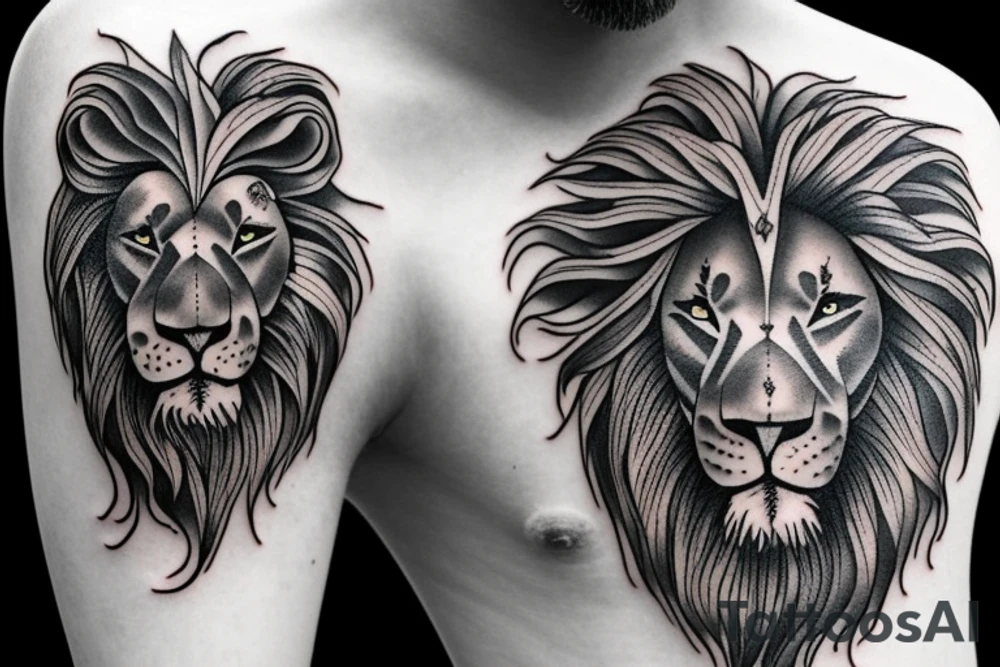 a wounded lion tattoo idea