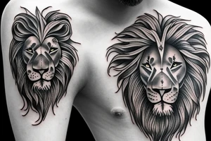 a wounded lion tattoo idea