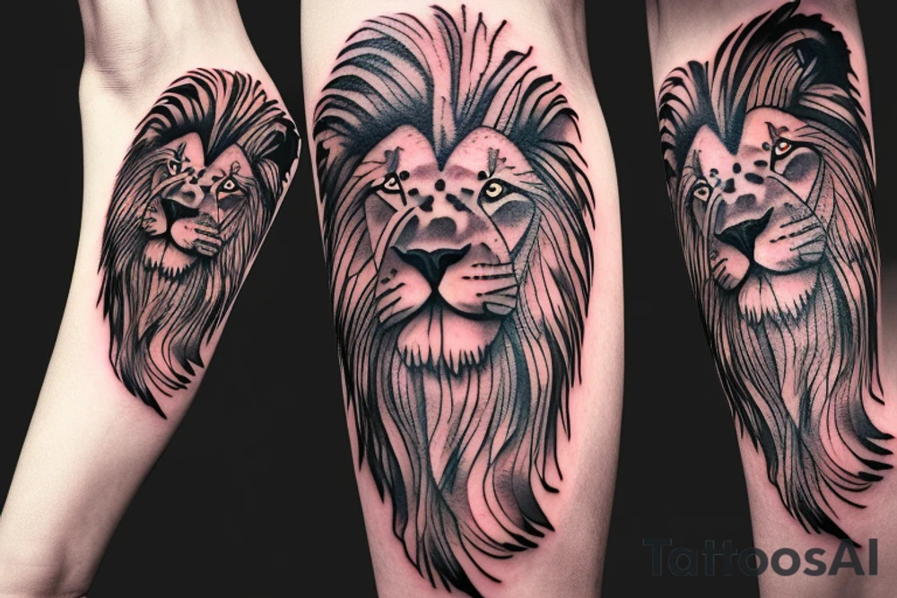 a sad lion tattoo idea