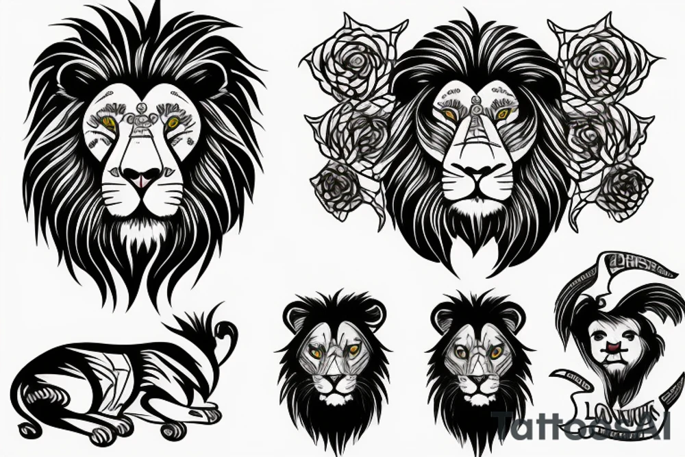 a sad lion tattoo idea