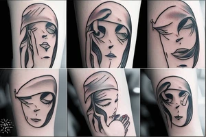 a sad person with tears tattoo idea