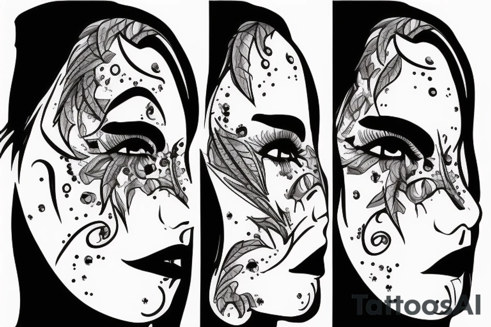 a sad person with tears tattoo idea