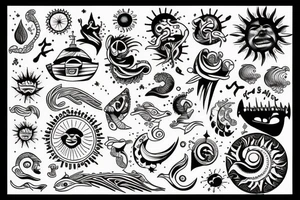 Sun, sea tattoo idea