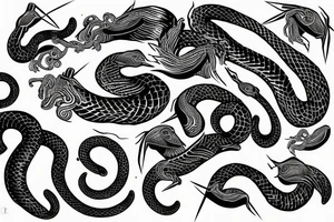 Serpent en vertical, passant à travers une demi lune tattoo idea