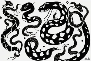 Serpent en vertical, passant à travers la lune tattoo idea