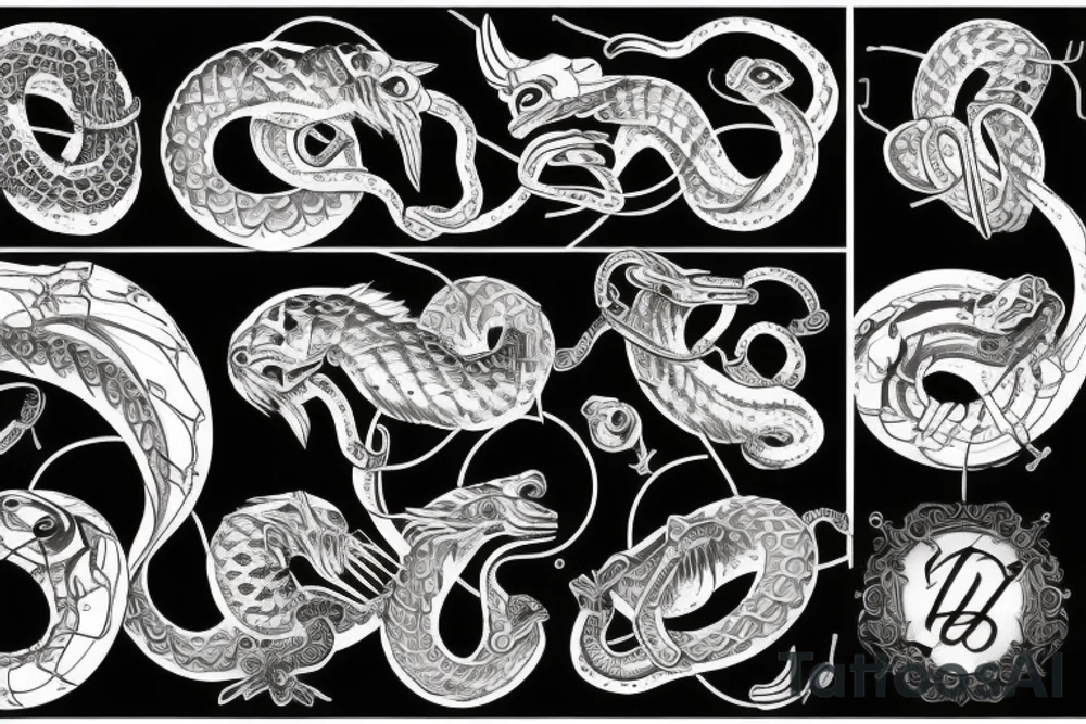 Serpent, passant à travers la lune tattoo idea