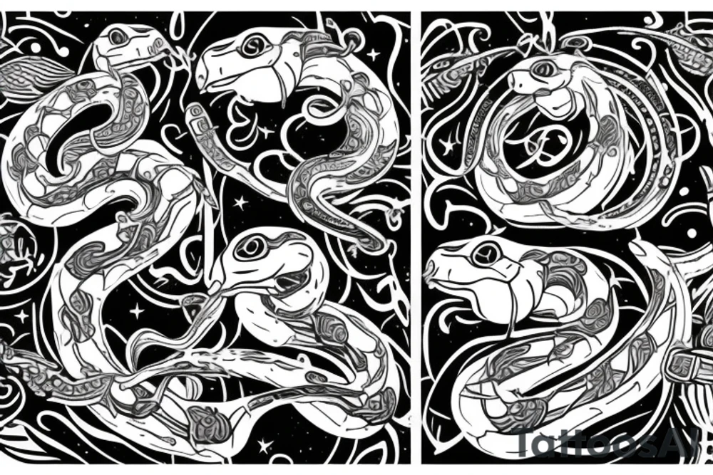 Serpent, passant à travers la lune tattoo idea