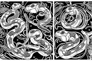 Serpent, passant à travers la lune tattoo idea
