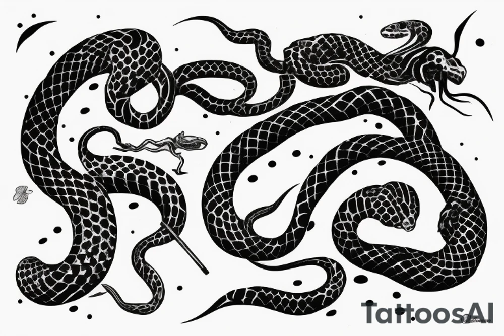 Serpent, passant à travers la lune tattoo idea