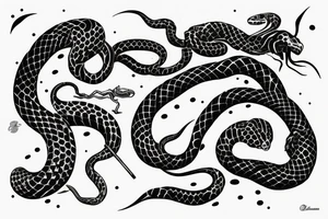 Serpent, passant à travers la lune tattoo idea
