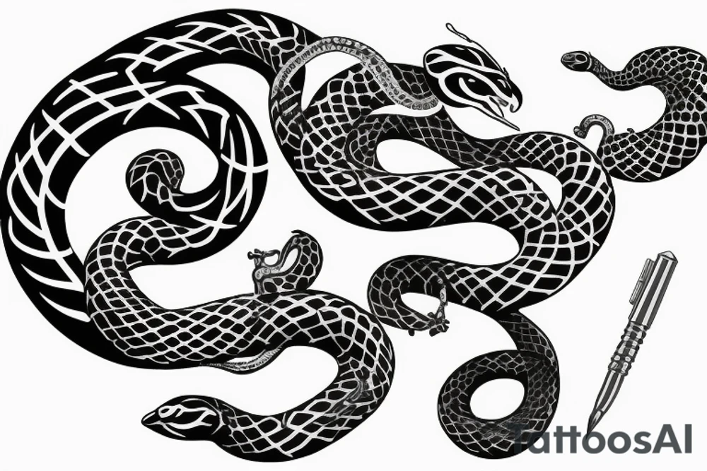 Serpent, passant à travers la lune tattoo idea