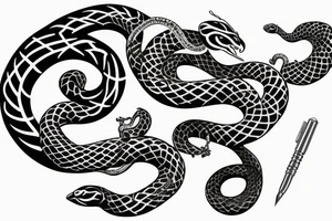 Serpent, passant à travers la lune tattoo idea