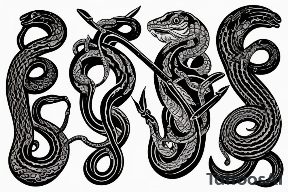 Serpent, passant à travers la lune tattoo idea
