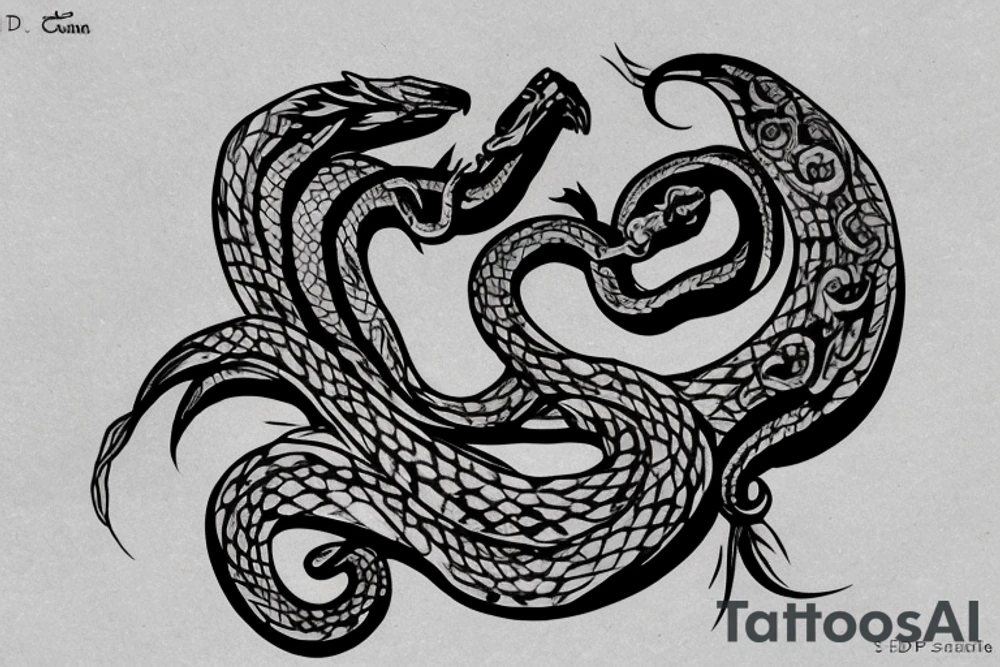 Serpent, passant à travers la lune tattoo idea