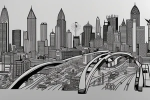 Mural of Atlanta connecting to a mural of Chicago through a bridge tattoo idea