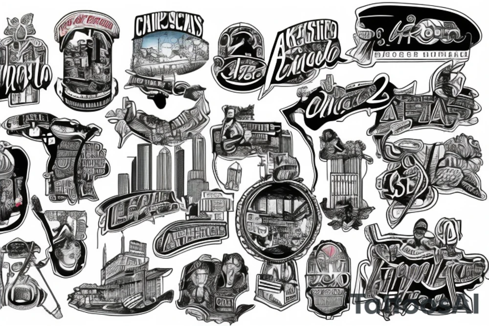 Mural of Atlanta connecting to a mural of Chicago tattoo idea