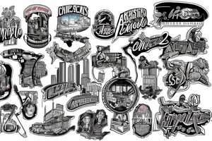 Mural of Atlanta connecting to a mural of Chicago tattoo idea