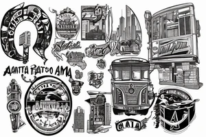 Mural of Atlanta connecting to a mural of Chicago tattoo idea