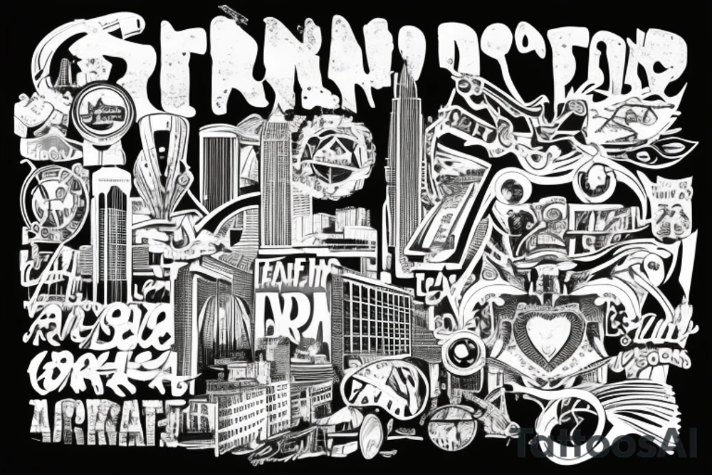 Mural of Atlanta connecting to a mural of Chicago tattoo idea