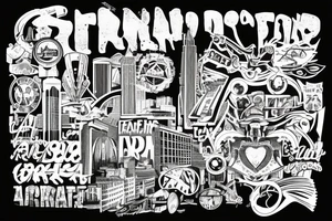 Mural of Atlanta connecting to a mural of Chicago tattoo idea