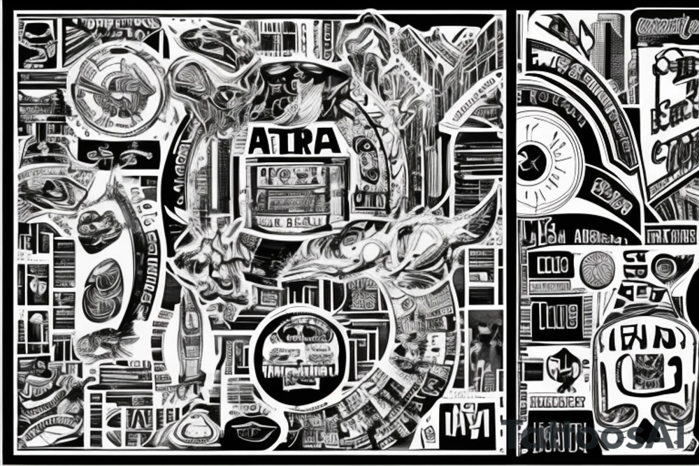 Mural of Atlanta connecting to a mural of Chicago tattoo idea