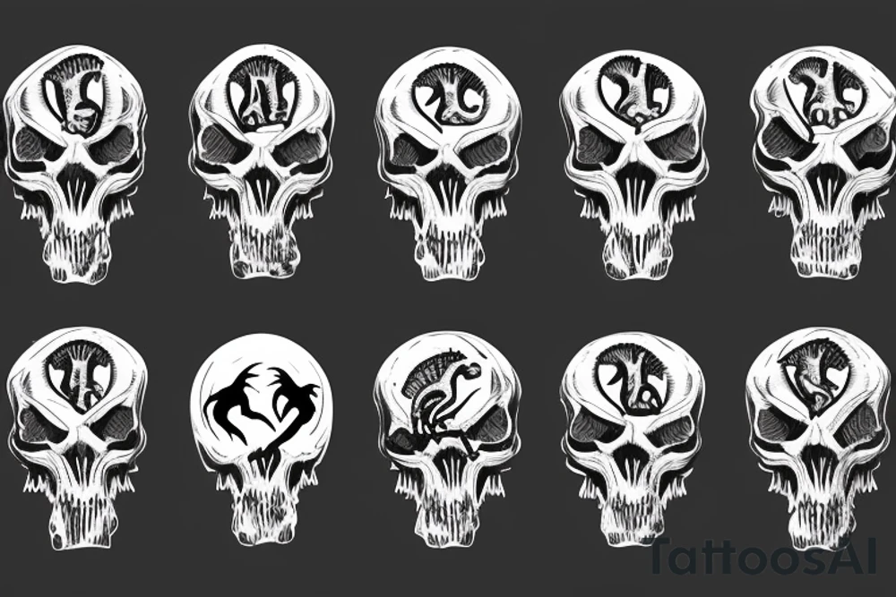 Dinosaur skulls art tattoo idea