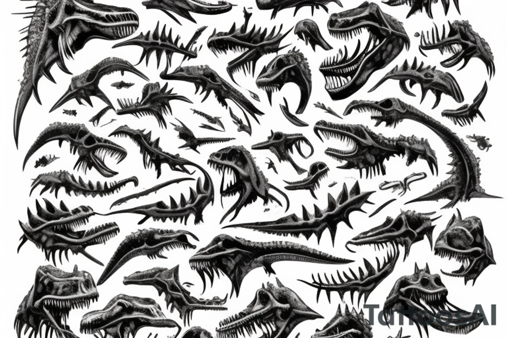 Dinosaur skulls art tattoo idea