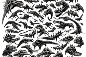 Dinosaur skulls art tattoo idea