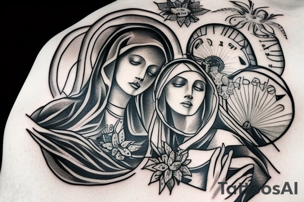 Chest piece of virgin mary tattoo idea