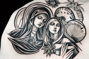 Chest piece of virgin mary tattoo idea