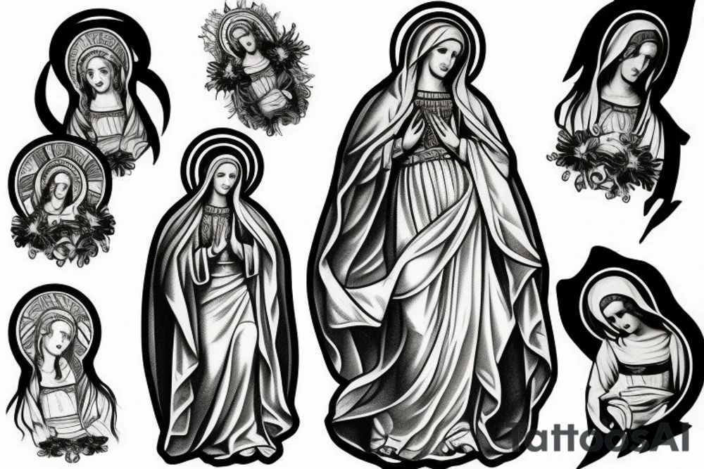 Chest piece of virgin mary tattoo idea