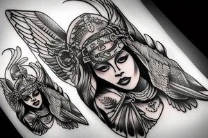 Athena goddess tattoo with owl on head tattoo idea