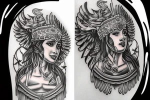 Athena goddess tattoo with owl on head tattoo idea
