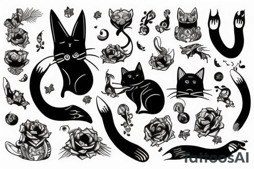 Cat with big claws tattoo idea